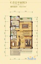 隆江新城2室2厅1厨2卫建面133.00㎡